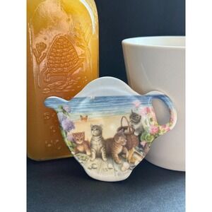 Vintage Teabag Holder / Spoon Rest - Cats on the Beach - Made in‎ Italy